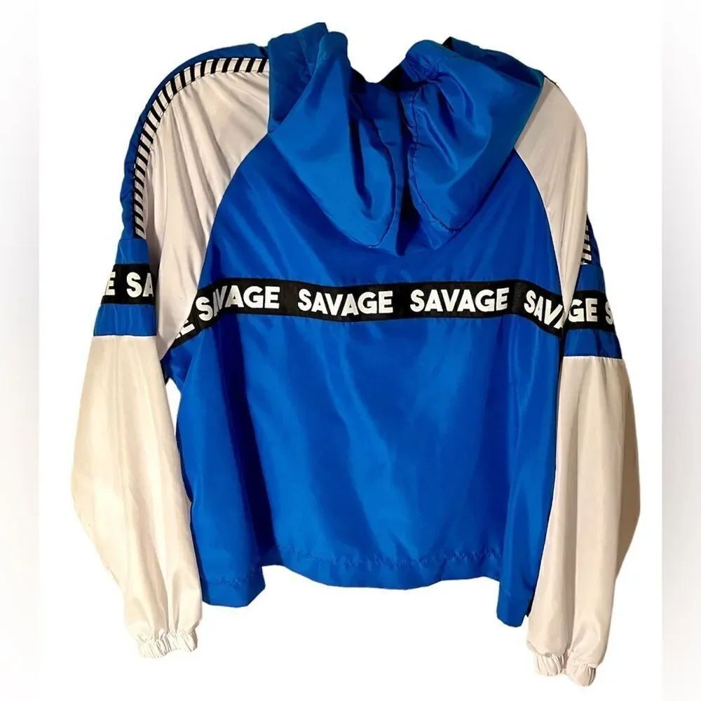 Y2K Rue 21 Savage Blue/White/Blk Medium Hoodie Windbreaker NWOT No String Hoodie